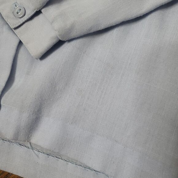 Vintage 80s Jantzen Light Blue Ruffled Neck Button Down Fairycore Shirt - Picture 12 of 12
